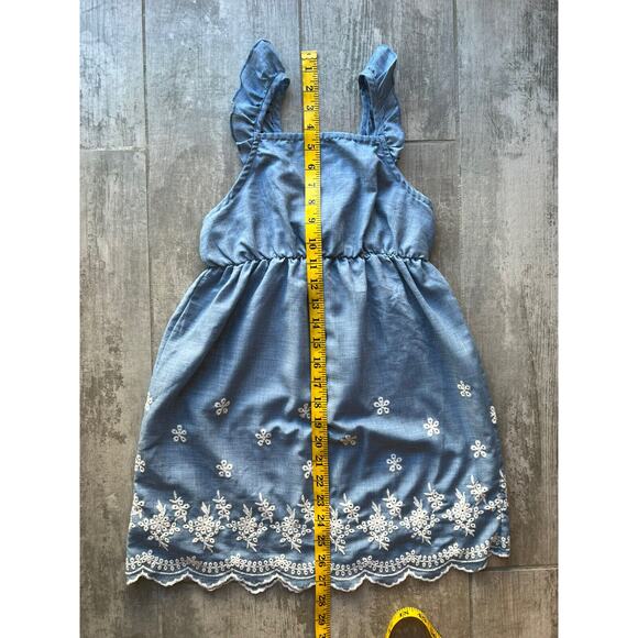 HEART AND ARROW Chambray Embroidered Ruffle Boutique Party Summer Sundress 6 6X - Picture 5 of 8